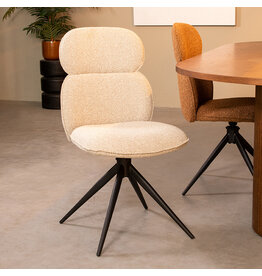 Damn LABEL51 Eetkamerstoel Finn - Naturel - Royal Boucle - Zwart Metalen Frame