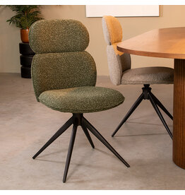 Damn LABEL51 Eetkamerstoel Finn - Forest - Royal Boucle - Zwart Metalen Frame