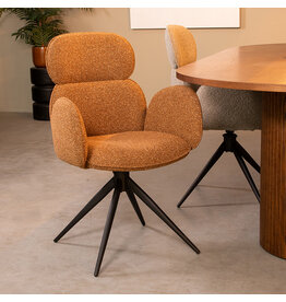 Damn LABEL51 Eetkamerstoel Vidar - Coral - Royal Boucle - Zwart Metalen Frame