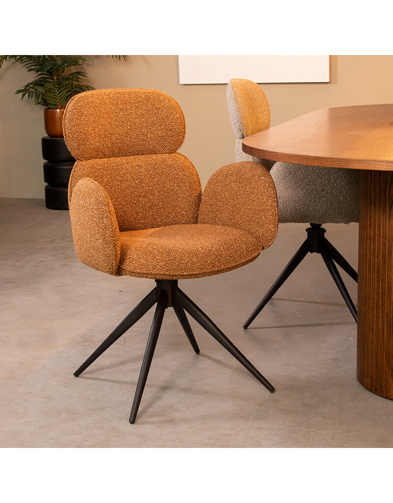 Damn LABEL51 Eetkamerstoel Vidar - Coral - Royal Boucle - Zwart Metalen Frame