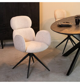 Damn LABEL51 Eetkamerstoel Vidar - Naturel - Royal Boucle - Zwart Metalen Frame