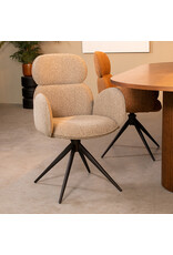 Damn LABEL51 Eetkamerstoel Vidar - Mushroom - Royal Boucle - Zwart Metalen Frame