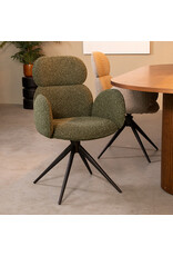 Damn LABEL51 Eetkamerstoel Vidar - Forest - Royal Boucle - Zwart Metalen Frame