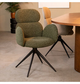 Damn LABEL51 Eetkamerstoel Vidar - Forest - Royal Boucle - Zwart Metalen Frame