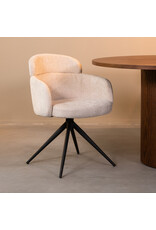 Damn LABEL51 Eetkamerstoel Levi - Naturel - Elite - Zwart Metalen Frame