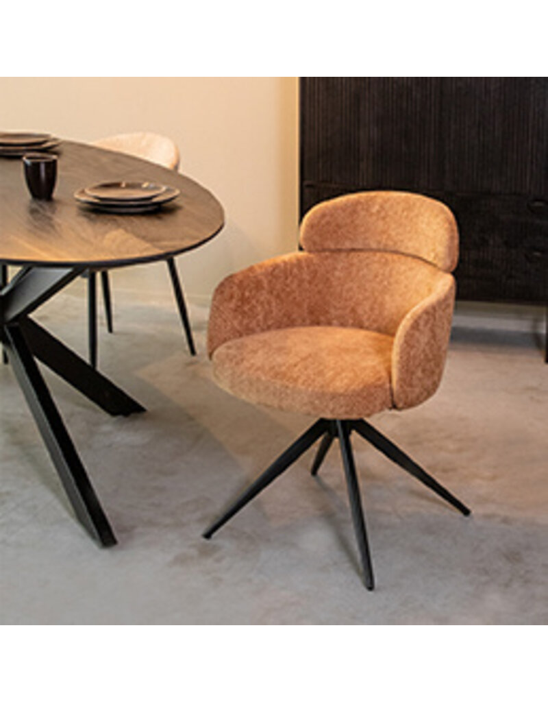 Damn LABEL51 Eetkamerstoel Levi - Cognac - Elite - Zwart Metalen Frame