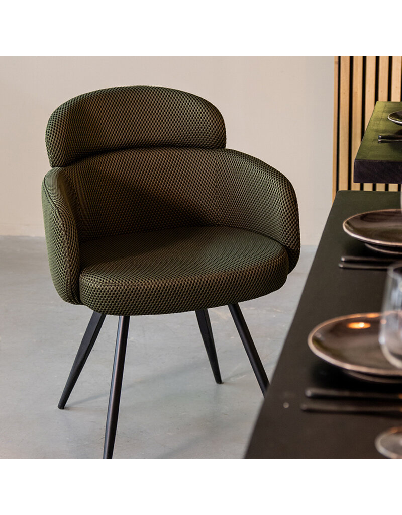 Damn LABEL51 Eetkamerstoel Dinner - Hunter - Breathe - Zwart Metalen Frame