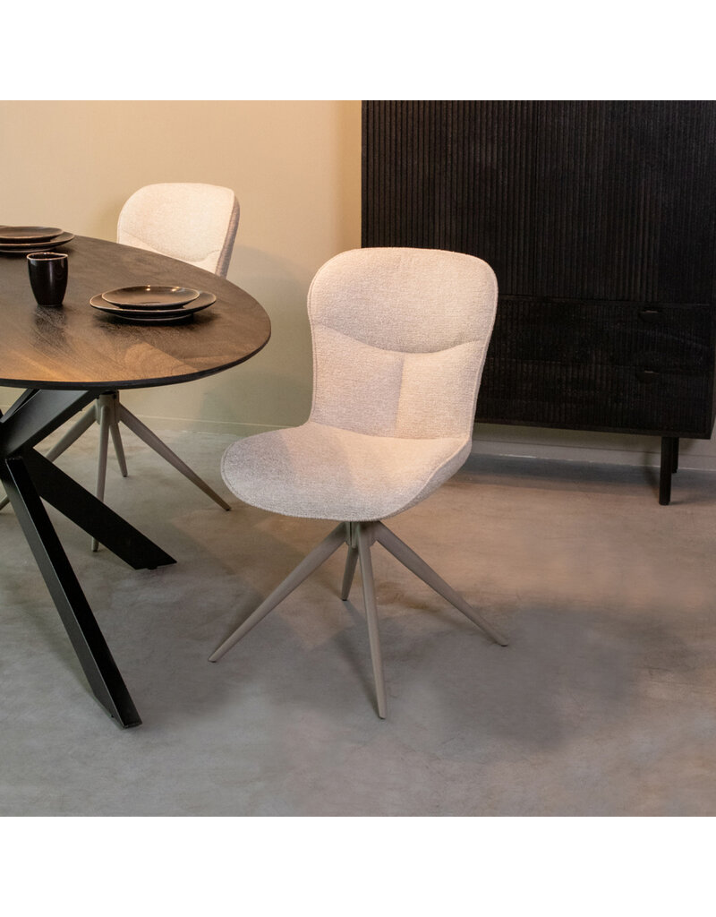 Damn LABEL51 Eetkamerstoel Thorben - Naturel - Canyon - Taupe Metalen Frame