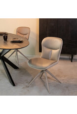 Damn LABEL51 Eetkamerstoel Thorben - Forest - Microvezel - Taupe Metalen Frame