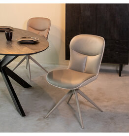 Damn LABEL51 Eetkamerstoel Thorben - Forest - Microvezel - Taupe Metalen Frame