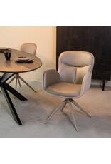 Damn LABEL51 Eetkamerstoel Lasse - Forest - Microvezel - Taupe Metalen Frame