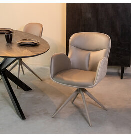 Damn LABEL51 Eetkamerstoel Lasse - Forest - Microvezel - Taupe Metalen Frame