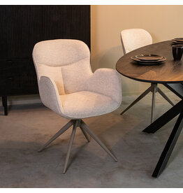 Damn LABEL51 Eetkamerstoel Lasse - Naturel - Canyon - Taupe Metalen Frame