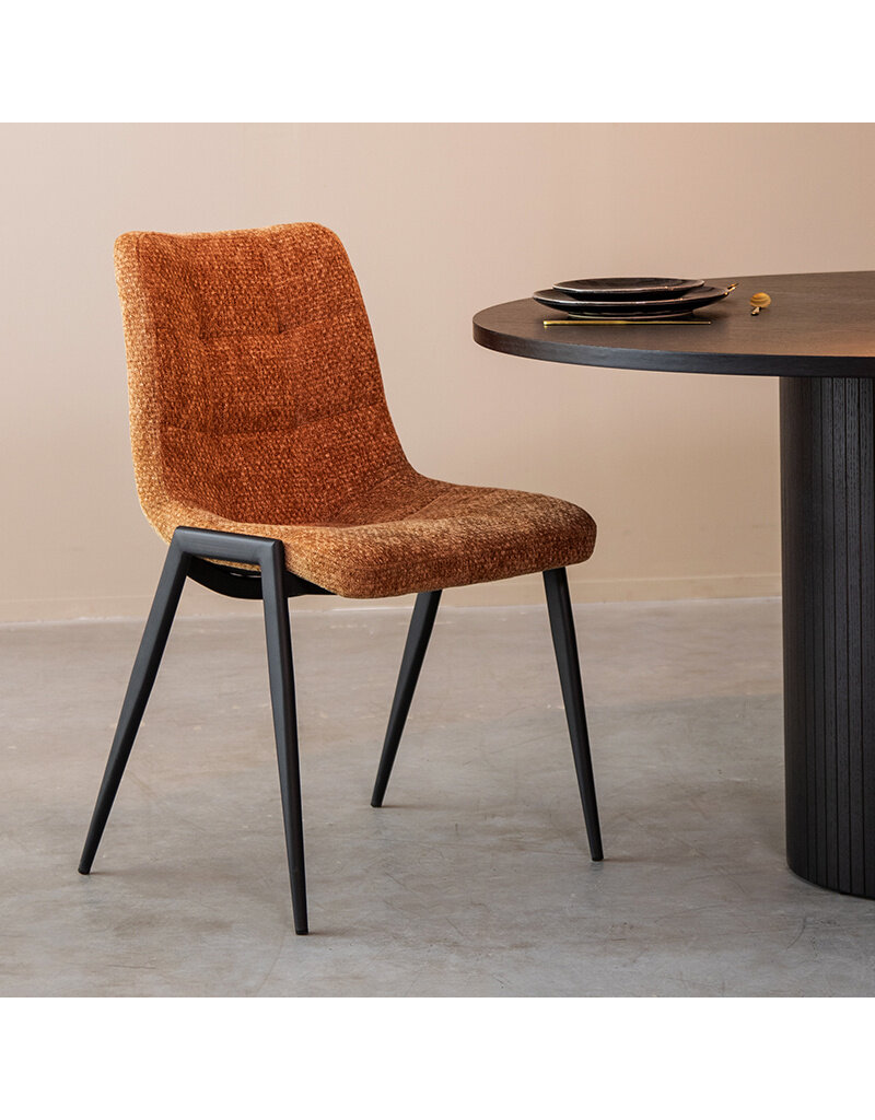 Damn LABEL51 Eetkamerstoel Noor - Cognac - Elite - Zwart Metalen Frame
