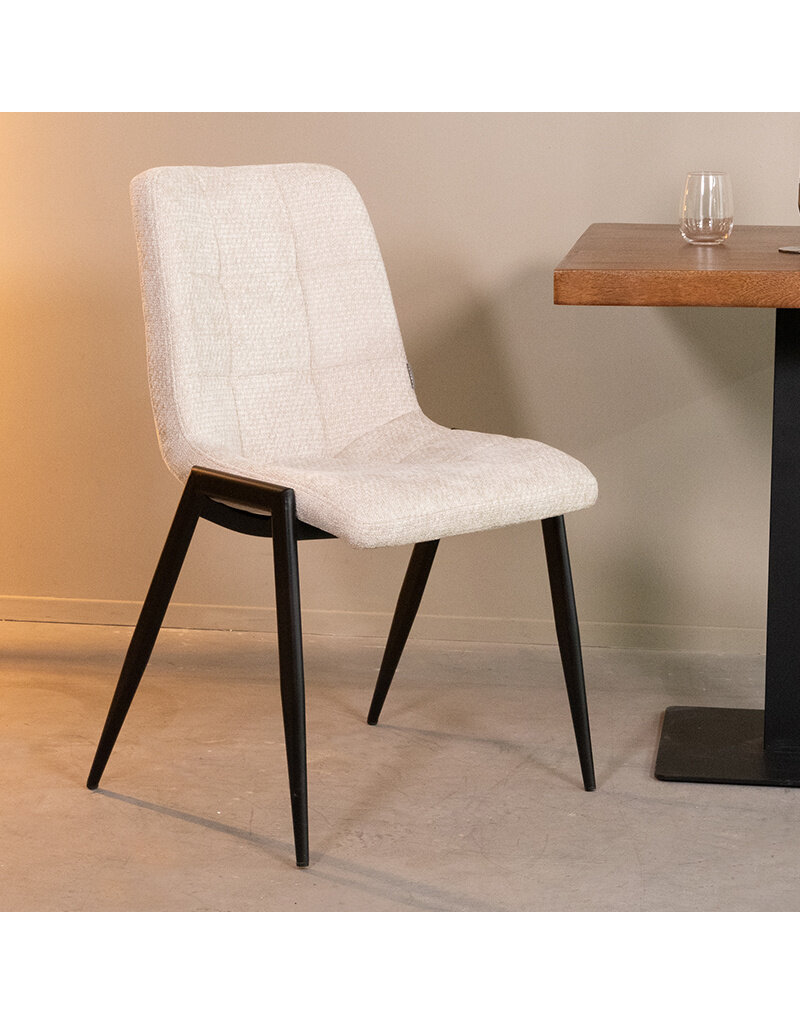 Damn LABEL51 Eetkamerstoel Noor - Naturel - Elite - Zwart Metalen Frame