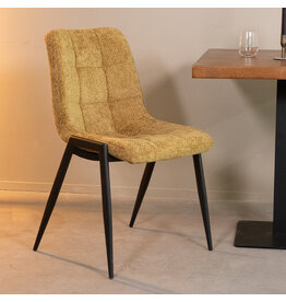 Damn LABEL51 Eetkamerstoel Noor - Mustard - Elite - Zwart Metalen Frame