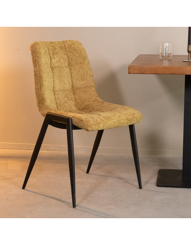 Damn LABEL51 Eetkamerstoel Noor - Mustard - Elite - Zwart Metalen Frame