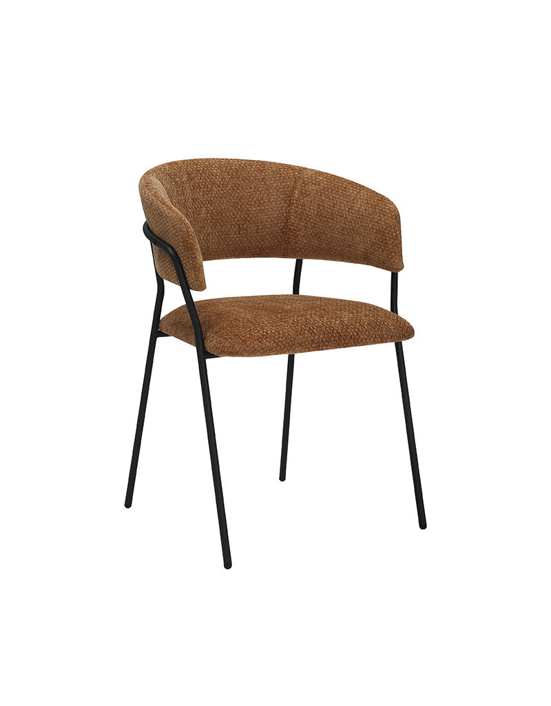 Damn LABEL51 Eetkamerstoel Luuk - Cognac - Elite - Zwart Metalen Frame