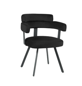 Damn LABEL51 Eetkamerstoel Bardio - Zwart - Fluweel - Zwart Metalen Frame