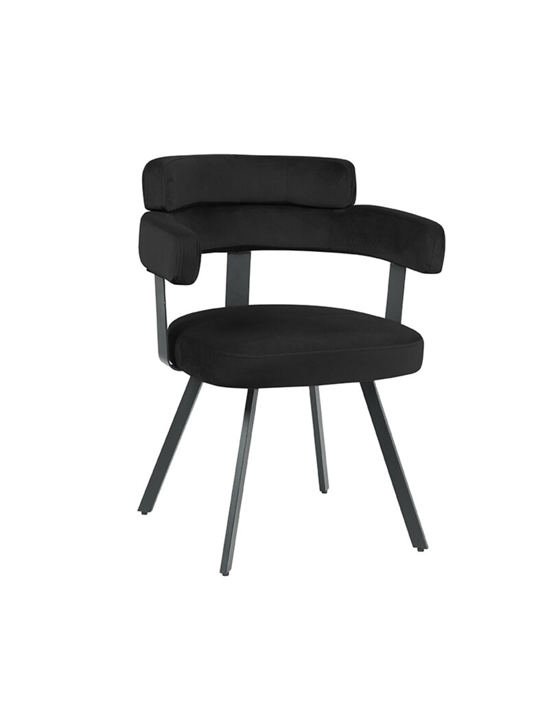 Damn LABEL51 Eetkamerstoel Bardio - Zwart - Fluweel - Zwart Metalen Frame