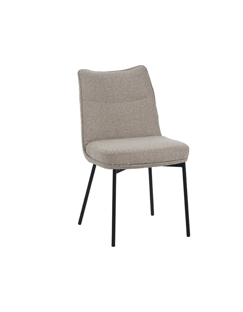 Damn LABEL51 Eetkamerstoel Lennon - Naturel - Royal Boucle - Zwart Metalen Frame