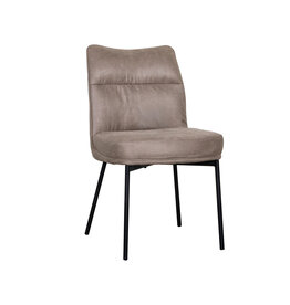 Damn LABEL51 Eetkamerstoel Lennon - Taupe - Micro Suede - Zwart Metalen Frame
