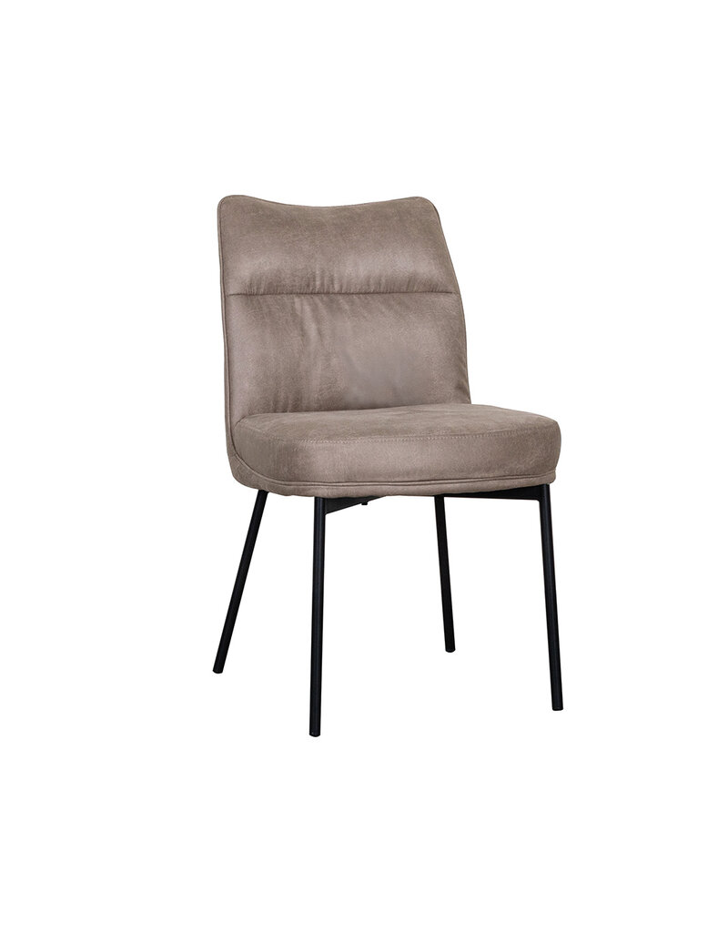 Damn LABEL51 Eetkamerstoel Lennon - Taupe - Micro Suede - Zwart Metalen Frame