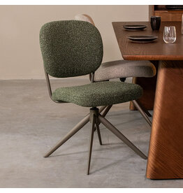 Damn LABEL51 Eetkamerstoel Geneva - Forest - Royal Boucle - Forest Metalen Frame