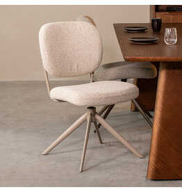 Damn LABEL51 Eetkamerstoel Geneva - Naturel - Royal Boucle - Taupe Metalen Frame