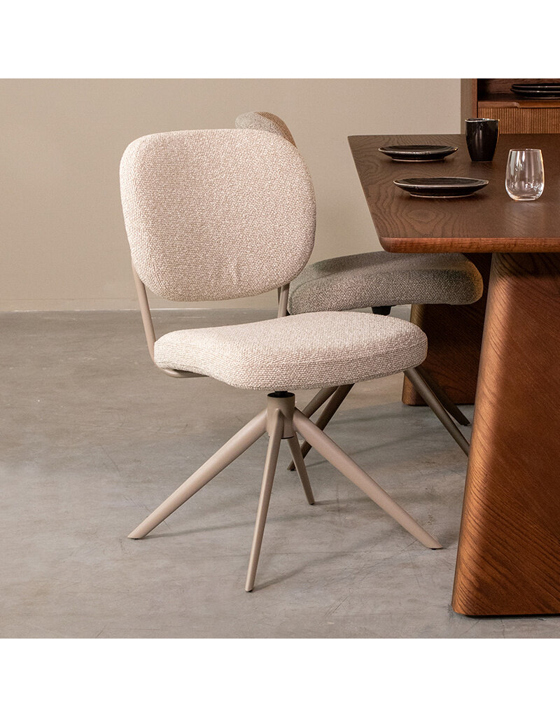 Damn LABEL51 Eetkamerstoel Geneva - Naturel - Royal Boucle - Taupe Metalen Frame