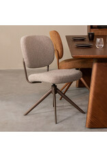 Damn LABEL51 Eetkamerstoel Geneva - Mushroom - Royal Boucle - Brons Metalen Frame