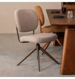 Damn LABEL51 Eetkamerstoel Geneva - Mushroom - Royal Boucle - Brons Metalen Frame