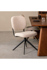 Damn LABEL51 Eetkamerstoel Geneva - Naturel - Royal Boucle - Zwart Metalen Frame