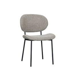 Damn LABEL51 Eetkamerstoel Senn - Mushroom - Royal Boucle - Zwart Metalen Frame