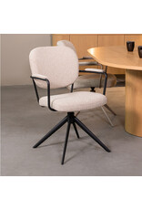 Damn LABEL51 Eetkamerstoel Basel - Naturel - Royal Boucle - Zwart Metalen Frame