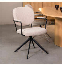 Damn LABEL51 Eetkamerstoel Basel - Naturel - Royal Boucle - Zwart Metalen Frame