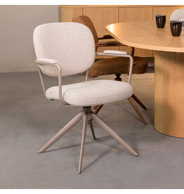 Damn LABEL51 Eetkamerstoel Basel - Naturel - Royal Boucle - Taupe Metalen Frame
