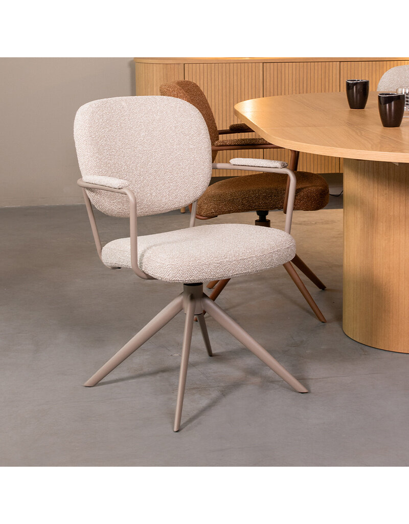 Damn LABEL51 Eetkamerstoel Basel - Naturel - Royal Boucle - Taupe Metalen Frame