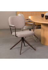 Damn LABEL51 Eetkamerstoel Basel - Mushroom - Royal Boucle - Brons Metalen Frame