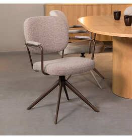 Damn LABEL51 Eetkamerstoel Basel - Mushroom - Royal Boucle - Brons Metalen Frame