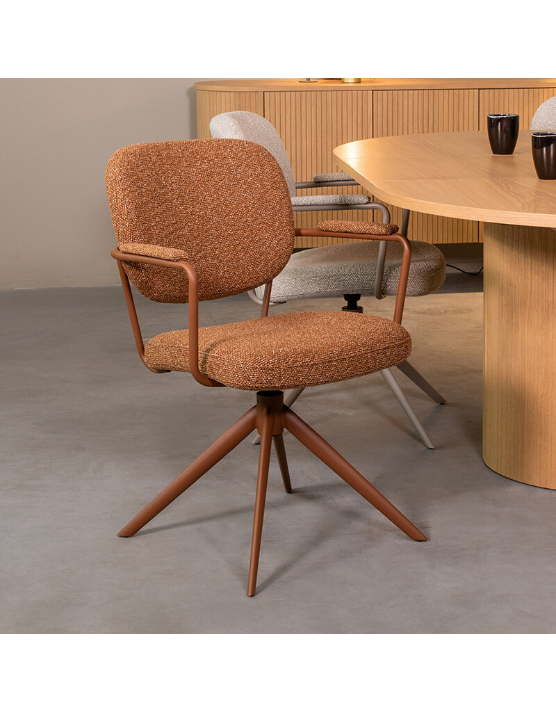 Damn LABEL51 Eetkamerstoel Basel - Coral - Royal Boucle - Coral Metalen Frame