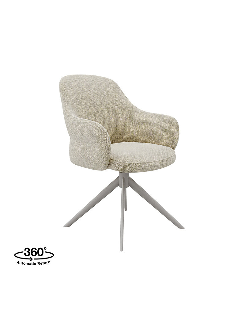 Damn LABEL51 Eetkamerstoel Bern - Naturel - Royal Boucle - Taupe Metalen Frame