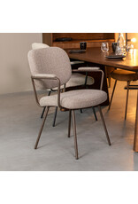 Damn LABEL51 Eetkamerstoel Lausanne - Mushroom - Royal Boucle - Brons Metalen Frame