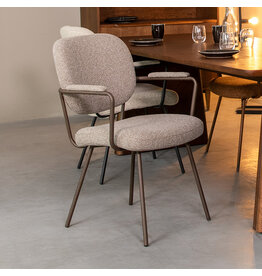 Damn LABEL51 Eetkamerstoel Lausanne - Mushroom - Royal Boucle - Brons Metalen Frame