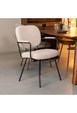 Damn LABEL51 Eetkamerstoel Lausanne - Naturel - Royal Boucle - Zwart Metalen Frame