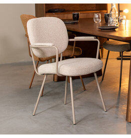 Damn LABEL51 Eetkamerstoel Lausanne - Naturel - Royal Boucle - Taupe Metalen Frame