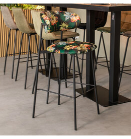 Damn LABEL51 Eetkamerstoel Ferry - Printed Flamingo - Fluweel - Hoog