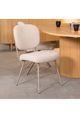 Damn LABEL51 Eetkamerstoel Singapore - Naturel - Royal Boucle - Taupe Metalen Frame
