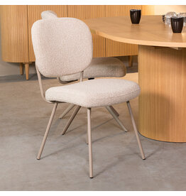 Damn LABEL51 Eetkamerstoel Singapore - Naturel - Royal Boucle - Taupe Metalen Frame