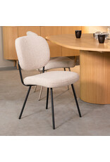 Damn LABEL51 Eetkamerstoel Singapore - Naturel - Royal Boucle - Zwart Metalen Frame